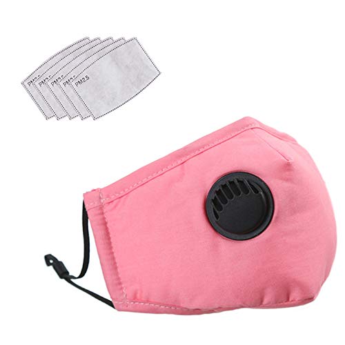 Irisvito Dust Cotton Cloth Mask, Washable Reusable Mask with Cord Locks Filter Element Breathing Valve Outdoor Sports Face Maskï¼with 5 Filtersï¼