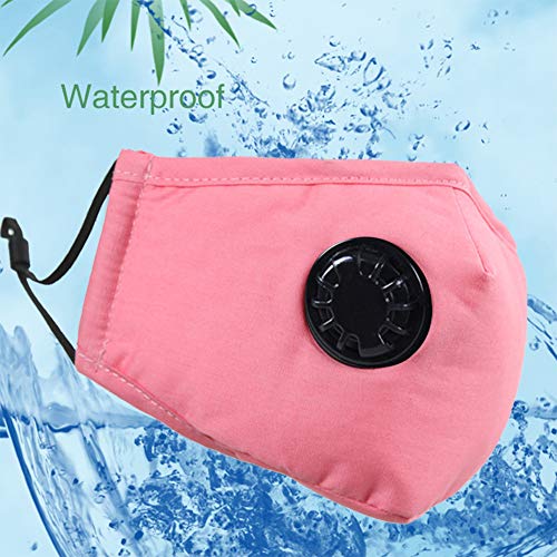 Irisvito Dust Cotton Cloth Mask, Washable Reusable Mask with Cord Locks Filter Element Breathing Valve Outdoor Sports Face Maskï¼with 5 Filtersï¼