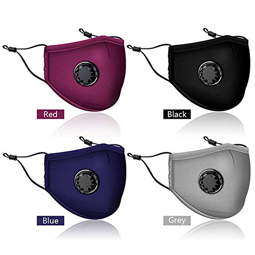 Irisvito Dust Cotton Cloth Mask, Washable Reusable Mask with Cord Locks Filter Element Breathing Valve Outdoor Sports Face Maskï¼with 5 Filtersï¼