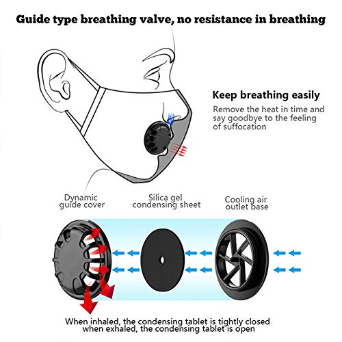 Irisvito Dust Cotton Cloth Mask, Washable Reusable Mask with Cord Locks Filter Element Breathing Valve Outdoor Sports Face Mask (Purple Roland, with Valve)