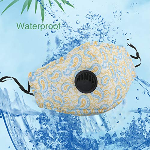 Irisvito Dust Cotton Cloth Mask, Washable Reusable Mask with Cord Locks Filter Element Breathing Valve Outdoor Sports Face Mask (Whit 5 Filters)