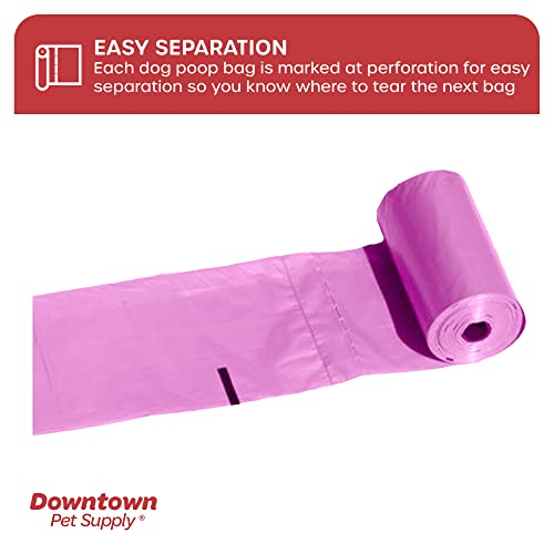 Downtown Pet Supply Dog Pet Waste Poop Bags with 2 Leash Clips and Dispensers (1000 Bags, Pink)