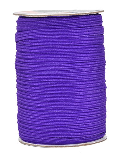 Mandala Crafts Flat Elastic Band, Braided Stretch Strap Cord Roll for Sewing and Crafting; 1/4 inch 6mm 50 Yards Purple