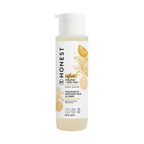 The Honest Company Perfectly Gentle Sweet Orange Vanilla Shampoo + Body Wash | Tear-Free Baby Shampoo with Naturally Derived Ingredients | Sulfate- & Paraben-Free Baby Bath | 18 Fl Oz (Pack of 1)