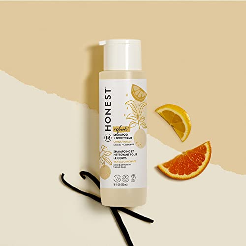 The Honest Company Perfectly Gentle Sweet Orange Vanilla Shampoo + Body Wash | Tear-Free Baby Shampoo with Naturally Derived Ingredients | Sulfate- & Paraben-Free Baby Bath | 18 Fl Oz (Pack of 1)