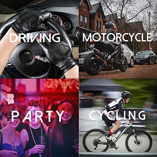 Fingerless Driving Gloves PU Faux Leather Outdoor Sport Half Finger Glove for Men Women Teens