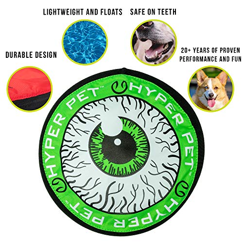 Hyper Pet Flippy Flopper Dog Frisbee Interactive Dog Toys [Flying Disc Dog Fetch Toy â Floats in Water & Safe on Teeth] (Colors Will Vary) 9" Eyeball