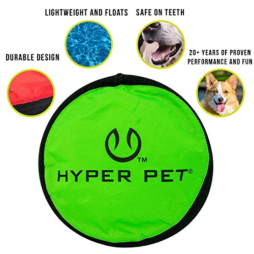 Hyper Pet Flippy Flopper Dog Frisbee Interactive Dog Toys [Flying Disc Dog Fetch Toy â Floats in Water & Safe on Teeth] (Colors Will Vary), Multicolor, 9"
