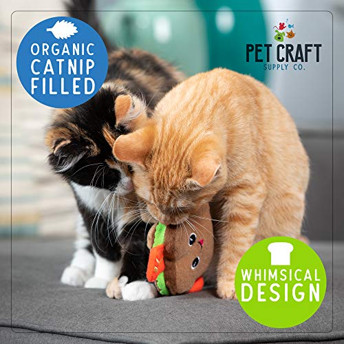 Pet Craft Supply Silly Snacks and Funny Food Crinkle Cuddling Catnip and Silvervine Toys - Interactive Cat Toys Alternative to Mice Fish Feathers Cat Toy