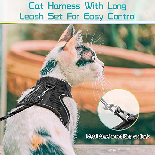 rabbitgoo Cat Harness and Leash for Walking Escape Proof, Soft Mesh Padded Pet Harness for Small Animals, Design with Metal Ring Double Buckles and Adjustable Velcro
