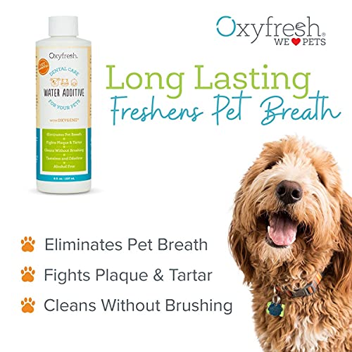 Oxyfresh Premium Pet Dental Care Water Additive: Best Way to Eliminate Bad Dog Breath & cat Breath - Fights Tartar & Plaque - So Easy, just add to Water! Vet Recommended!