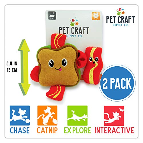 Pet Craft Supply Silly Snacks and Funny Food Crinkle Cuddling Catnip and Silvervine Toys - Interactive Cat Toys Alternative to Mice Fish Feathers Cat Toy