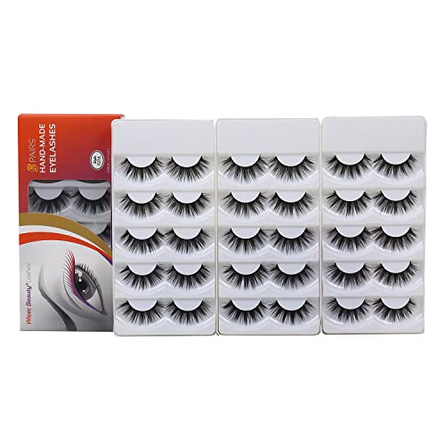 Wleec Beauty Dramatic Eyelashes Set Long Strip Lashes Handmade False Eyelash Pack #27/L (15 Pairs/3 Pack)