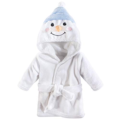 Hudson Baby Unisex Baby Plush Animal Face Robe, Snowman, One Size, 0-9 Months