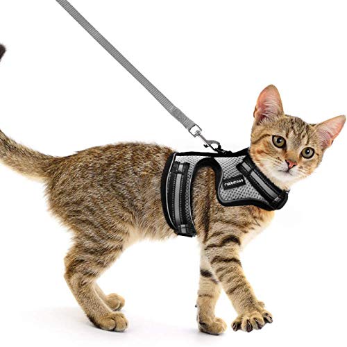 rabbitgoo Reflective Cat Harness and Leash Combo - Grey