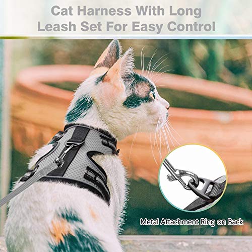 rabbitgoo Reflective Cat Harness and Leash Combo - Grey