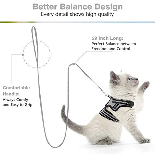 rabbitgoo Reflective Cat Harness and Leash Combo - Grey