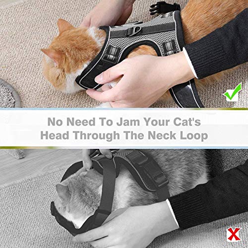 rabbitgoo Reflective Cat Harness and Leash Combo - Grey