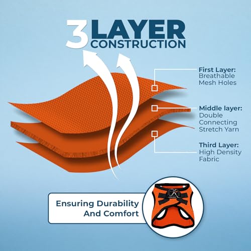 Voyager Step-in Air Dog Harness - All Weather Mesh, Step in Vest Harness for Small and Medium Dogs by Best Pet Supplies - Orange Base, XL (Chest: 21 - 23") (207-ORB-XL)