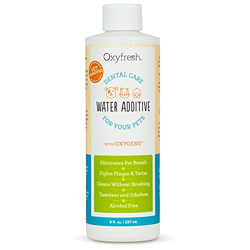Oxyfresh Premium Pet Dental Care Solution Pet Water Additive: Best Way to Eliminate Bad Dog Breath and Cat Breath - Fights Tartar and Plaque - So Easy, just add to Water! Vet Recommended! 8 oz.