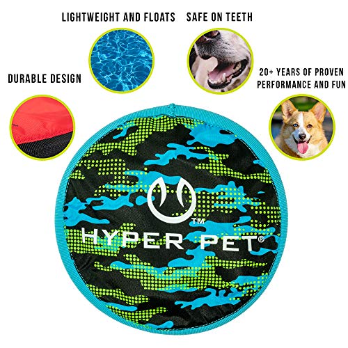 Hyper Pet Flippy Flopper Dog Frisbee Interactive Dog Toys [Flying Disc Dog Fetch Toy â Floats in Water & Safe on Teeth] (Colors Will Vary) 9" CAMO