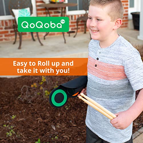 QoQoba Electronic Drum Set for Kids | Adult Beginner Pro MIDI Drum Practice Pad Kit Incl. Foldable Headphone | Drum Sticks | Great Holiday Birthday Gift for Kids Drum Set (RAINBOW)