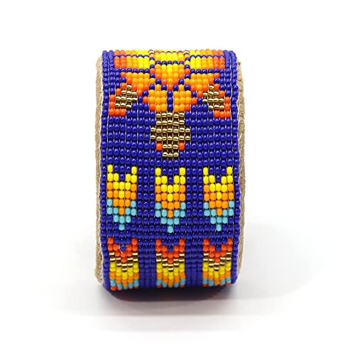 Native American Style Beaded Jewelry Set Necklace Earrings Bracelet Handmade (Blue)