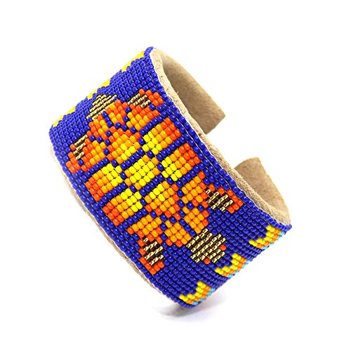 Native American Style Beaded Jewelry Set Necklace Earrings Bracelet Handmade (Blue)