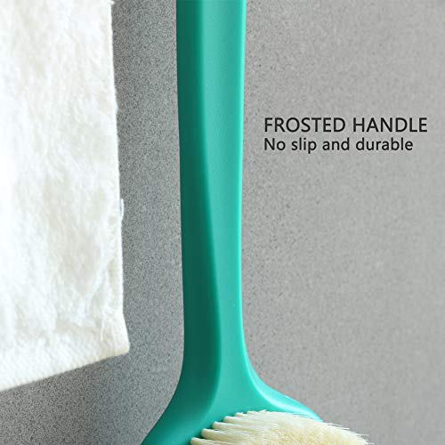 Bath Body Brush with Comfy Bristles Long Handle Gentle Exfoliation Improve Skin's Health and Beauty Bath Shower Wet or Dry Brushing Body Brush (White & Green)