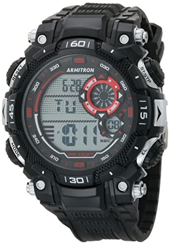 Armitron Sport Men's Quartz Sport Watch with Plastic Strap, Black, 22 (Model: 40/8397RBK)