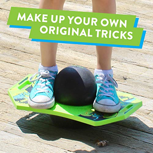 Flybar Pogo Ball for Kids, Jump Trick Bounce Board with Pump and Strong Grip Deck