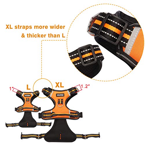 WINSEE Dog Harness No Pull, Pet Harnesses with Dog Collar, Adjustable Reflective Oxford Outdoor Vest, Front/Back Leash Clips for Small, Medium, Large, Extra Large Dogs, Easy Control Handle for Walking