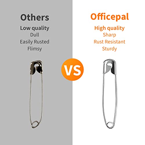 Officepal Premium Quality 4-Size 27mm 32mm 37mm 45mm Safety Pins- Top 140-Count â Durable, Rust-Resistant Nickel Plated Steel Set- Best Sewing Accessories Kit for Baby Clothing (4-Size in 1 No. 003)