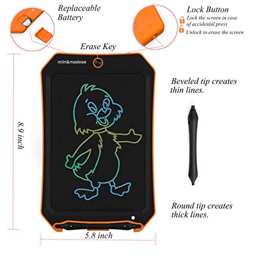 Spring&Color LCD electronic board toy for 4-9 year old boys, teenage boys and girls birthday present, Christmas gift, 8.5 inch handwritten paper drawing board, suitable for home and outdoor (orange C?
