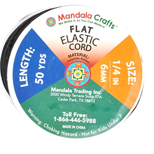 Mandala Crafts Flat Elastic Band, Braided Stretch Strap Cord Roll for Sewing and Crafting; 1/4 inch 6mm 50 Yards Maroon