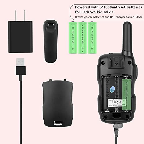 Wishouse Kids Walkie Talkies Rechargeable Long Range 3 Pack, Girls Boys Toys Age 7 8 9 10 11 12 for Outdoor Camping Adventure Games with Flashlight, Birthday Xmas Gift for 4 5 6 Year Old Children
