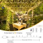 MYGOTO 33FT 100 LEDs String Lights Waterproof Fairy Lights 8 Modes with Memory 30V UL Certified Power Supply for Home, Garden, Wedding, Party, Christmas Decoration Indoor Outdoor (Warm White)