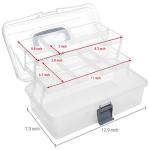 MyGift? Clear Plastic 2-Tier Trays Craft Supply Storage Box/First Aid Carrying Case w/Top Handle & Latch Lock