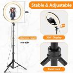 8" Selfie Ring Light with Tripod Stand & Cell Phone Holder for Live Stream/Makeup, UBeesize Mini Led Camera Ringlight for YouTube Video/Photography Compatible with iPhone Xs Max XR Android (Upgraded)