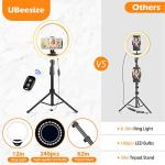8" Selfie Ring Light with Tripod Stand & Cell Phone Holder for Live Stream/Makeup, UBeesize Mini Led Camera Ringlight for YouTube Video/Photography Compatible with iPhone Xs Max XR Android (Upgraded)
