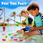 CozyBomB Magnetic Fishing Pool Toys Game for Kids - Water Table Bath-tub Kiddie Party Toy with Pole Rod Net Plastic Floating Fish Toddler Color Ocean Sea Animals Age 3 4 5 6 Year Old