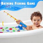 CozyBomB Magnetic Fishing Pool Toys Game for Kids - Water Table Bath-tub Kiddie Party Toy with Pole Rod Net Plastic Floating Fish Toddler Color Ocean Sea Animals Age 3 4 5 6 Year Old