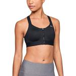 Under Armour Women's Front Zip Sports Bra, Black/Silver