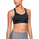 Under Armour Women's Front Zip Sports Bra, Black/Silver