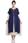Soft Linen Cotton Dress - NAVY - Small