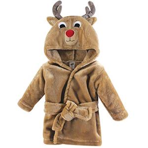 Hudson Baby Unisex Baby Plush Animal Face Robe, Boy Reindeer, One Size, 0-9 Months