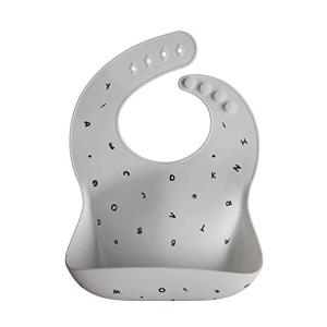 mushie Silicone Baby Bib | Adjustable Fit Waterproof Bibs (Letters White)