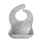 mushie Silicone Baby Bib | Adjustable Fit Waterproof Bibs (Letters White)