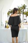 GRACE KARIN Womens Off Shoulder Cape Midi Dress Cocktail Party Dress Size M Black