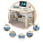 White Corner Writing Study Desk with Storage Shelves